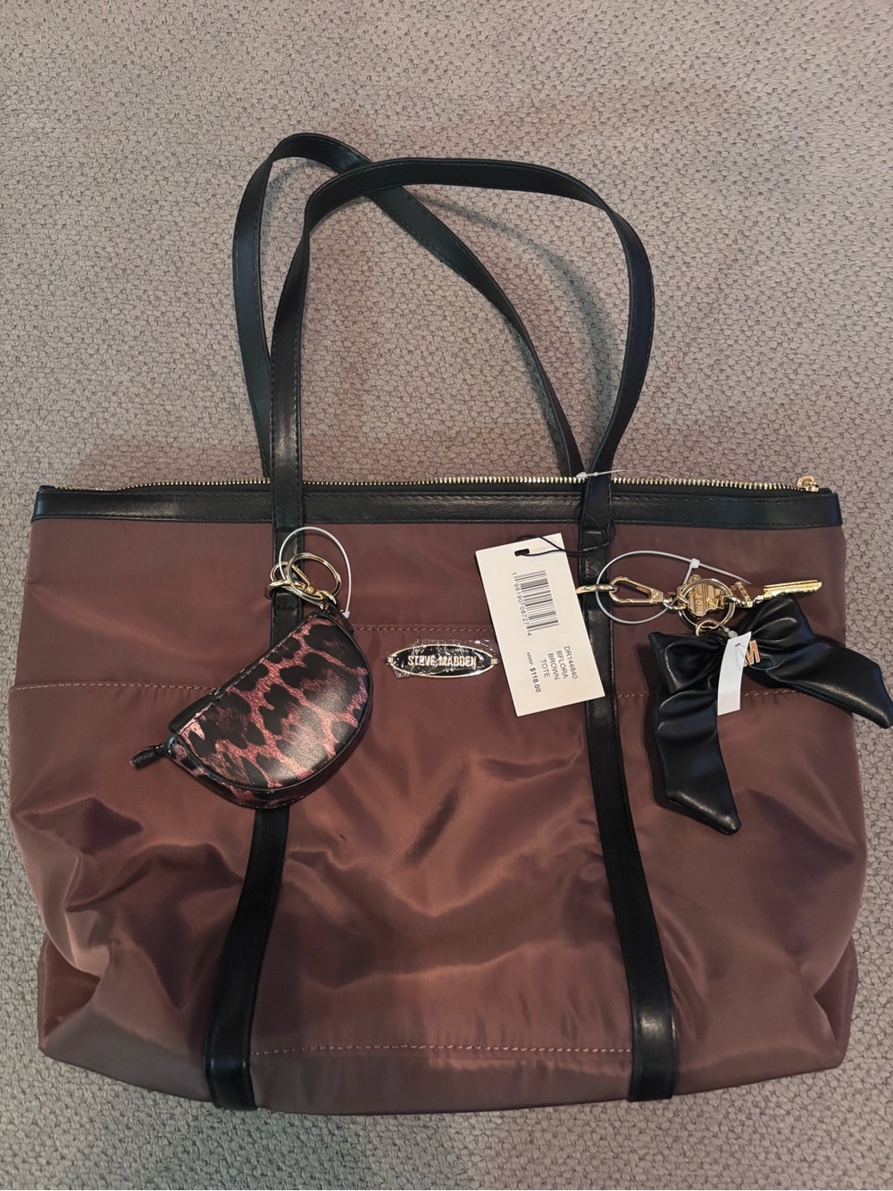 Steve Madden Women’s Brown Tote Bag with Black Trim